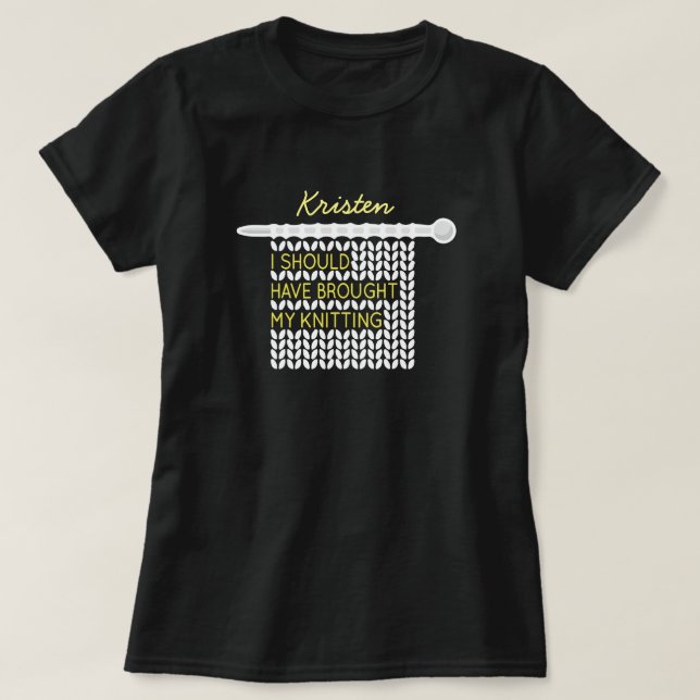 T-shirt Blanc J'Aurais Dû Apporter Mon Tricot (Design devant)