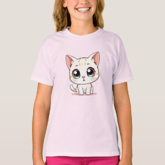 T-shirt Blanc Kawaii Kitten