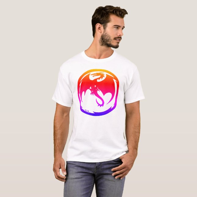 T-shirt blanc Neon Dragon (Devant entier)