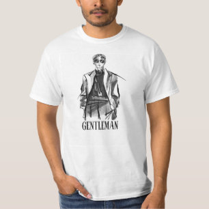 T-Shirt blanc noir illustré pinceau