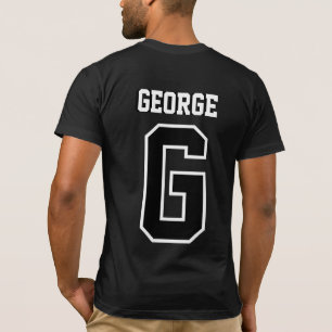 T-shirt Blanc Noir Personnalisé Monogramme Tee pour Lui