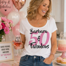 T-shirt blanc personnalisé 50 ans et fabuleux pour
