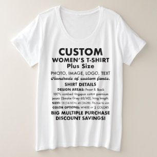 T-shirt blanc plus taille sur mesure pour femmes