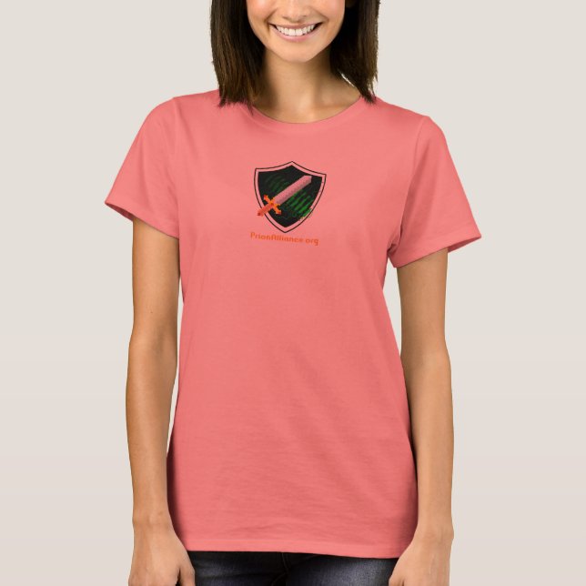 T-shirt blanc pour femmes avec garniture col/bras (Devant)