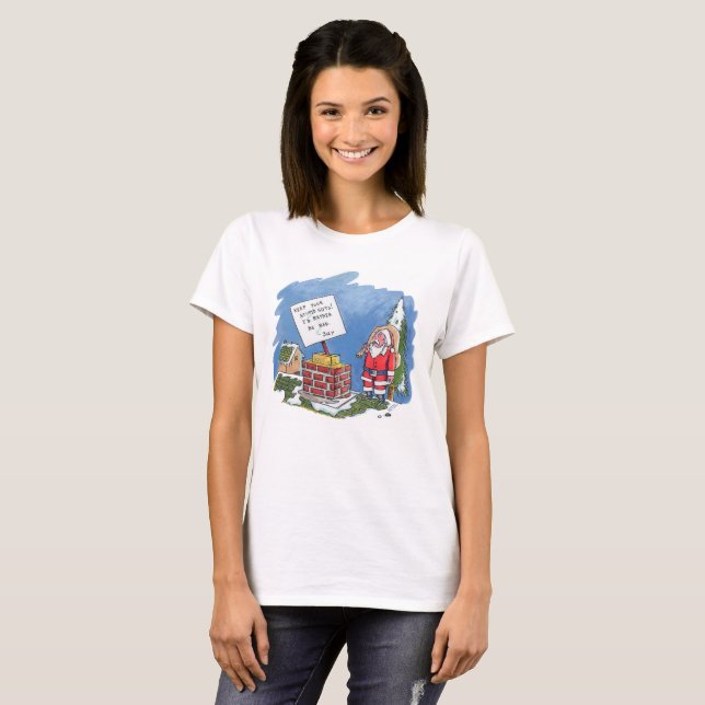 T-shirt blanc pour femmes Père Noël (Devant entier)