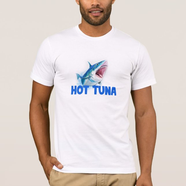 T-shirt blanc pour hommes avec un cri de 'Thon cha (Devant)