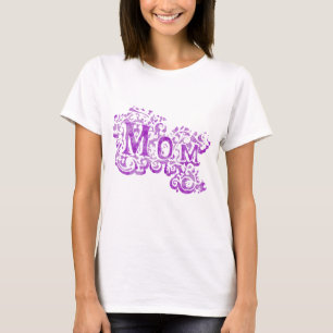 T-shirt blanc pourpre décoratif "Maman"