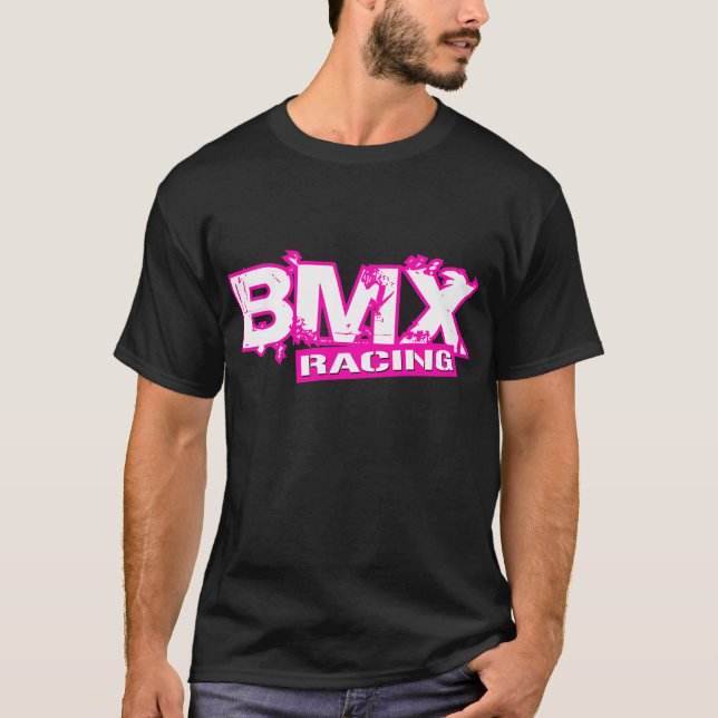 T-SHIRT BLANC ROSE DE EMBALLAGE DE BMX (Devant)