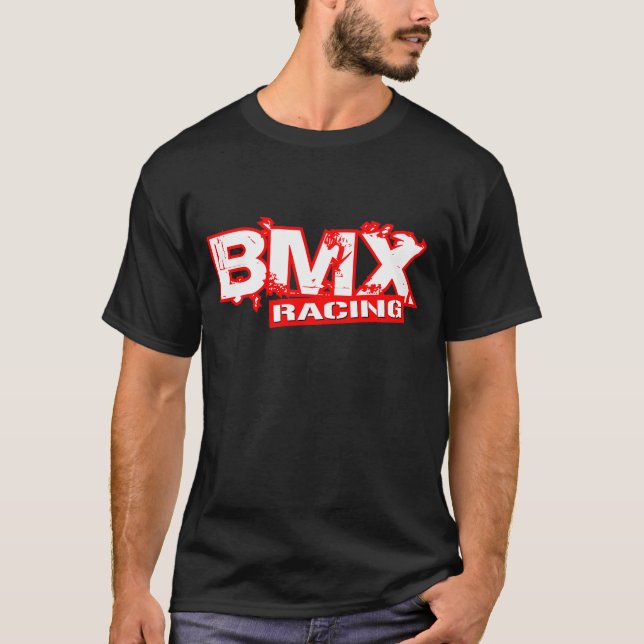 T-SHIRT BLANC ROUGE DE EMBALLAGE DE BMX (Devant)