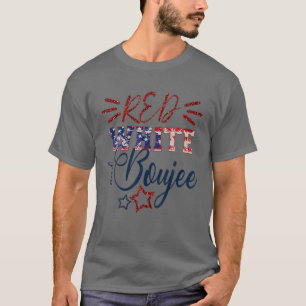 T-shirt Blanc Rouge Et Boujee 4 juillet Patriote Feu D'Oeu