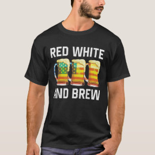 T-shirt Blanc Rouge Et Brise Boire 4 juillet USA Amérique