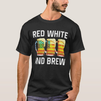T-shirt Blanc Rouge Et Brise Boire 4 juillet USA Amérique