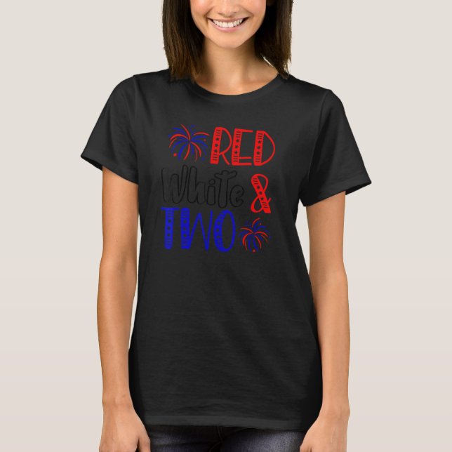 T-shirt Blanc rouge et deux 2e anniversaire 4 juillet Inde (Devant)