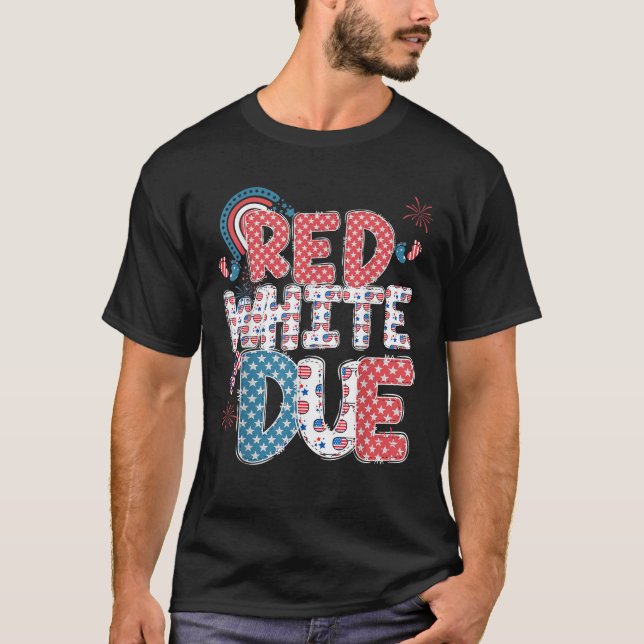 T-shirt Blanc Rouge Et Grossesse Dûment Faire-part 4E De J (Devant)