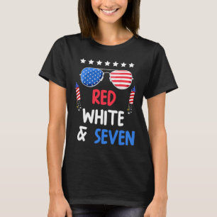 T-shirt Blanc Rouge Et Sept 7E Anniversaire 4 juillet Inde