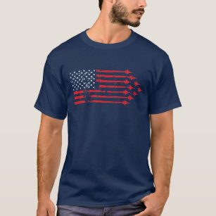 T-shirt Blanc rouge vintage de drapeau américain d'avion
