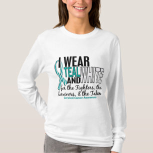 T-shirt Blanc turquoise de CANCER DU COL DE L'UTÉRUS pour