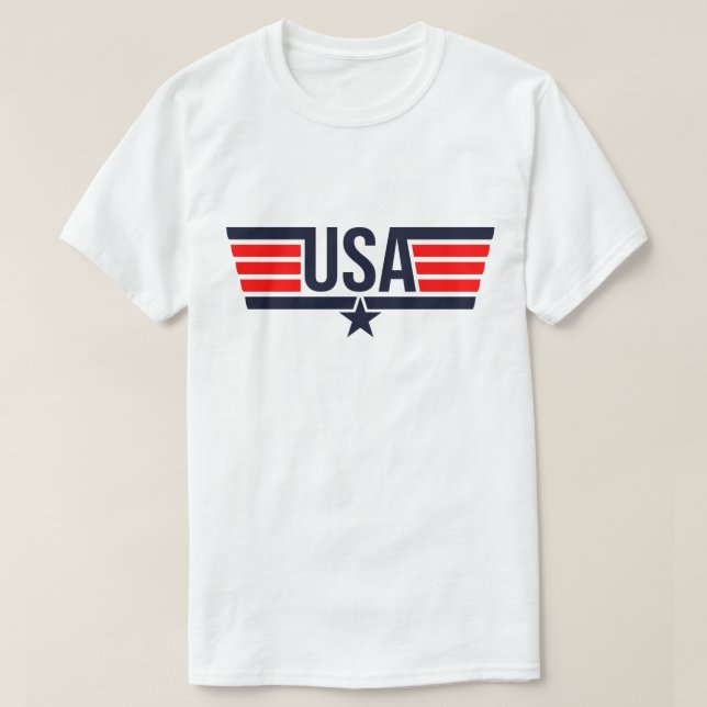T-shirt blanc USA Stripes (Design devant)