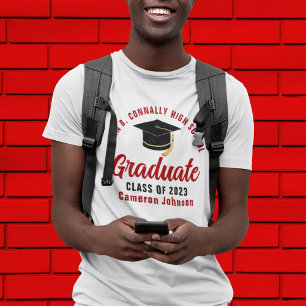 T-shirt Blancs Red Graduate Custom Class of 2023 Graduatio