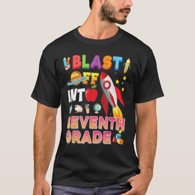 T-shirt Blast Off Into 7th Grade Back To School Seventh Ro (Devant)