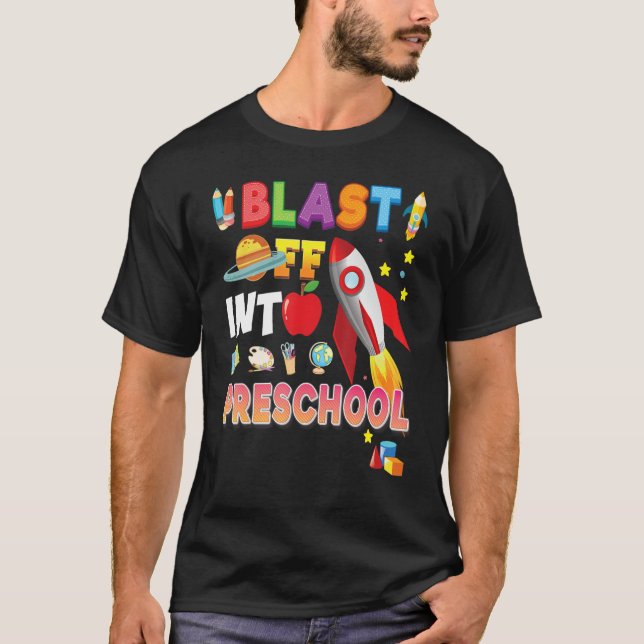 T-shirt Blast Off Into Preschool Rocket Back To School Kid (Devant)