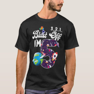 T-shirt Blast Off J'ai 5 ans Anniversaire Espace extra-atm