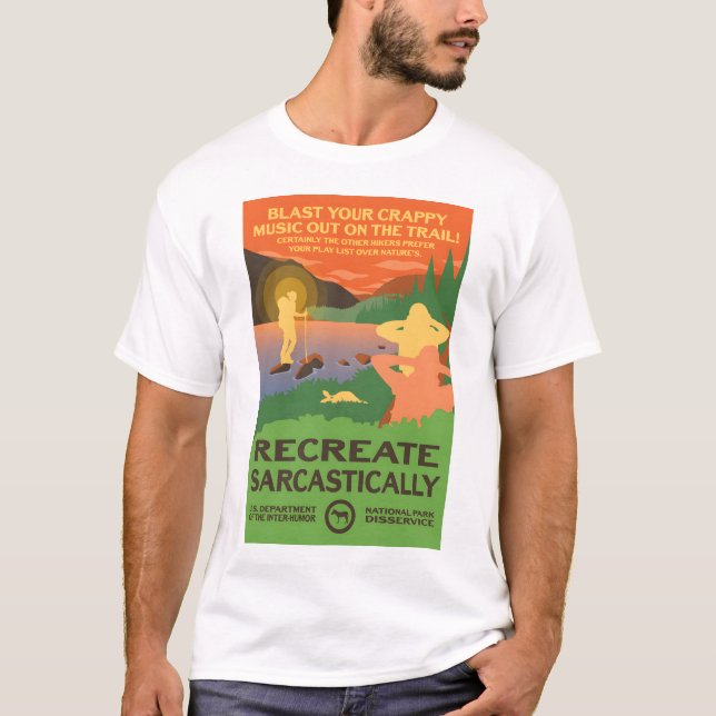 T-shirt Blast Your Crappy Music Out on Trail! - Recrea (Devant)
