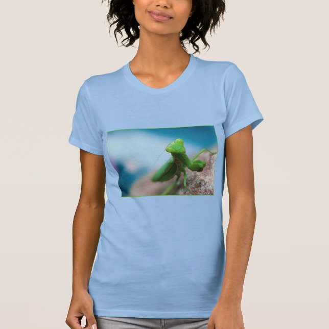 T-Shirt - Blaue Gottesanbeterin Welt (Vorderseite)
