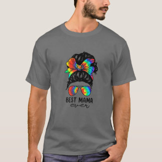 T-shirt Bleach Best Mama Jamais Tie Dye Messy Bun Hair Mot