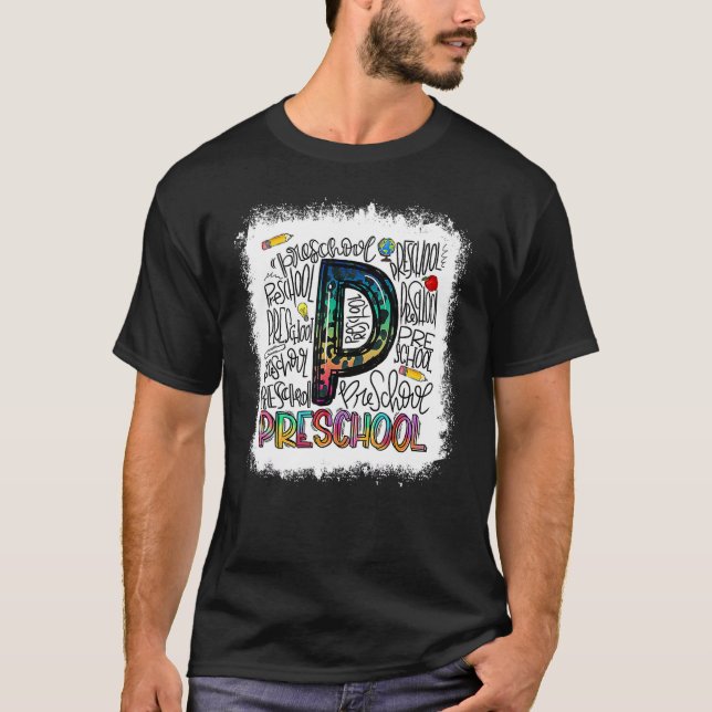 T-shirt Bleach Leopard Tie Dye Preschool Typographie Ensei (Devant)