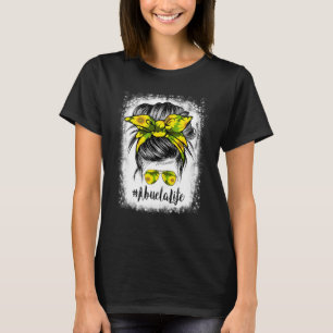 T-shirt Bleached Abuela Vie Messy Bun Cheveux Sunflowers M