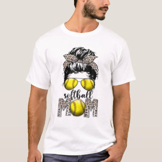 T-shirt Bleached Baseball Maman Messy Bun Joueur Maman Mèr