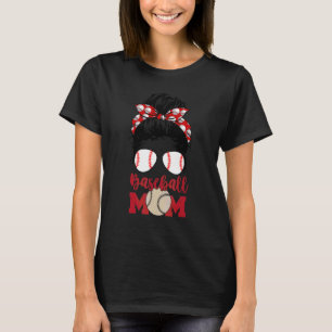 T-shirt Bleached Baseball Maman Messy Bun Joueur Maman Mèr