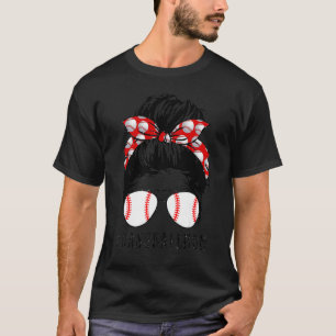 T-shirt Bleached Baseball Maman Messy Bun Joueur Maman Mèr
