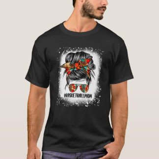 T-shirt Bleached Basketball Maman Vie Leopard Messy Bun Ga