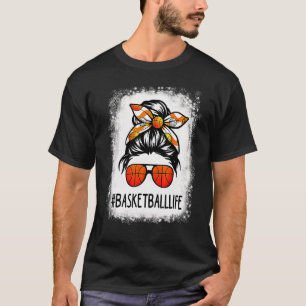 T-shirt Bleached Basketball Maman Vie Messy Bun Basketball