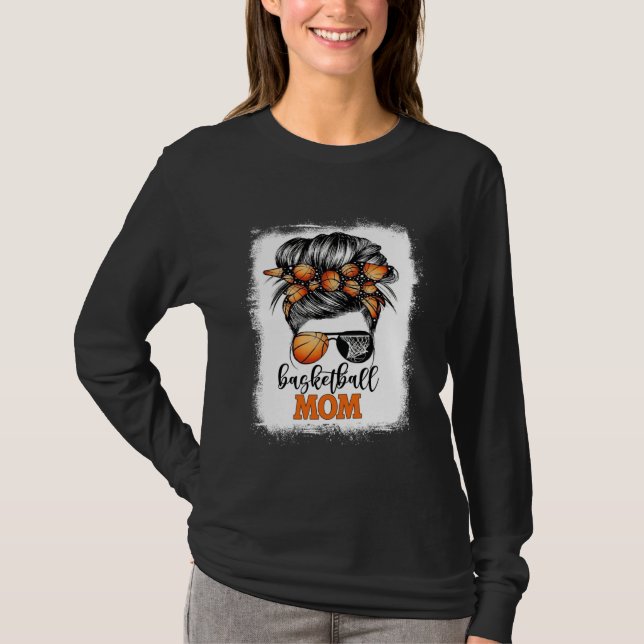 T-shirt Bleached Basketball Mom Messy Bun Bball Mama Mothe (Devant)