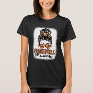 T-shirt Bleached Basketball Mummy Leopard Messy Bun Mother