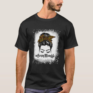 T-shirt Bleached Bonus Maman Vie Leopard Messy Bun Femmes