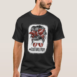 T-shirt Bleached Football Maman Messy Bun Joueur Maman Mèr