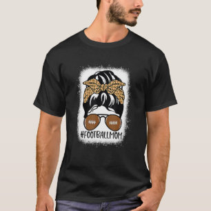 T-shirt Bleached Football Maman Vie Avec Leopard Et Messag