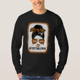 T-shirt Bleached Football Maman Vie Avec Leopard Et Messag