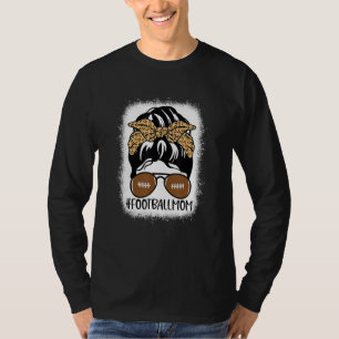 T-shirt Bleached Football Maman Vie Avec Leopard Et Messag