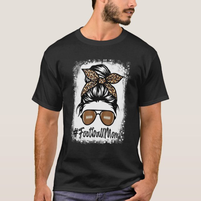 T-shirt Bleached Football Maman Vie Avec Leopard Et Messag (Devant)