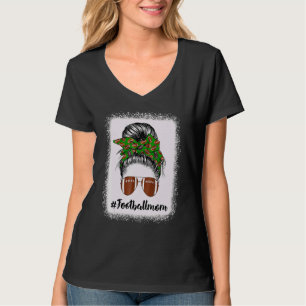 T-shirt Bleached Football Moms Vie Messy Bun Football Pla
