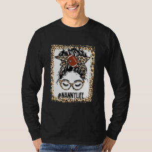 T-shirt Bleached Football Nanny Messy Bun Jeu Jour Mères