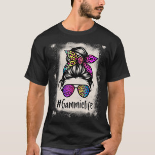 T-shirt Bleached Gammie life Messy Bun Rainbow Leopard Mot