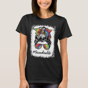 T-shirt Bleached Grandma Life Messy Bun Girl Leopard Mothe