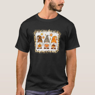 T-shirt Bleached Happy Fall Y'all Gnome Citrouille Automne