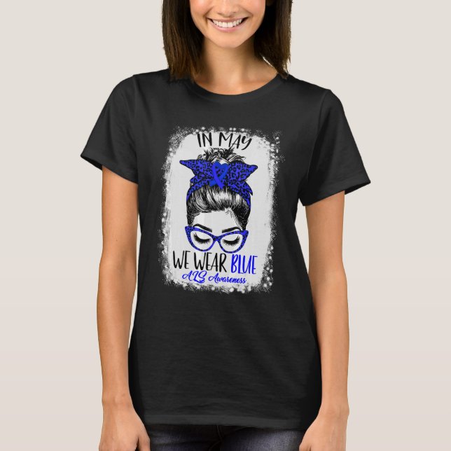 T-shirt Bleached Leopard Messy Bun In May We Wear Blue Als (Devant)
